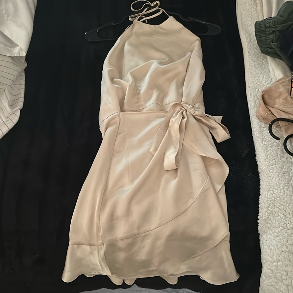 Abercrombie & Fitch Cream Self Tie Mini Dress Sz M